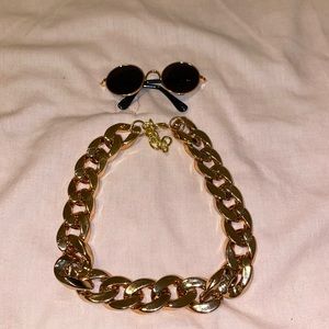 Small pet Sun Glasses and “Gold” chain.